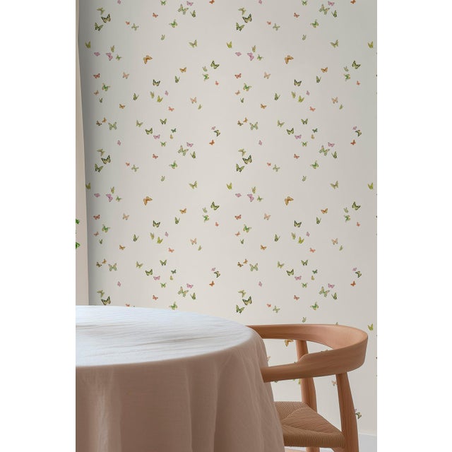 Not Yet Made - Made To Order Butterfly Grove Grasscloth Wallpaper by House Party | Vanilla Cream | 6 Yards For Sale - Image 5 of 8