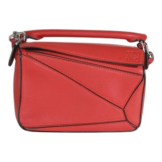Scarlet Calfskin Mini Puzzle Bag For Sale