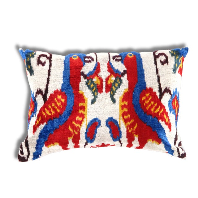 2020s Contemporary Silk Velvet Ikat Pillow For Sale - Image 5 of 5