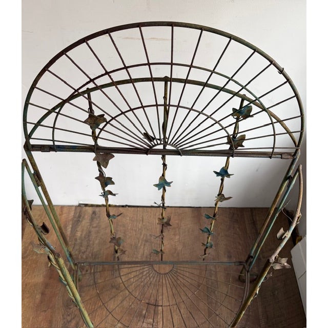 Early French Style Metal Garden Table With Trailing Ivy and Fan Shaped Shelves For Sale - Image 9 of 11