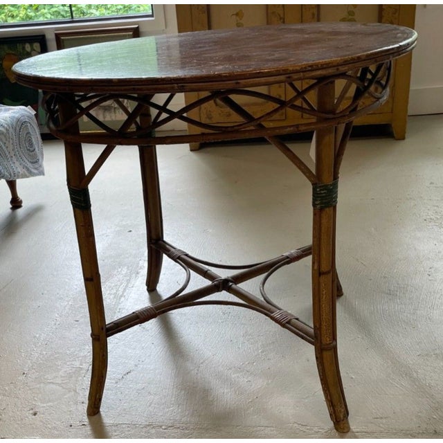 J.B. Van Sciver Company Antique Victorian Bamboo & Rattan Side Table — j.b. Van Sciver For Sale - Image 4 of 7