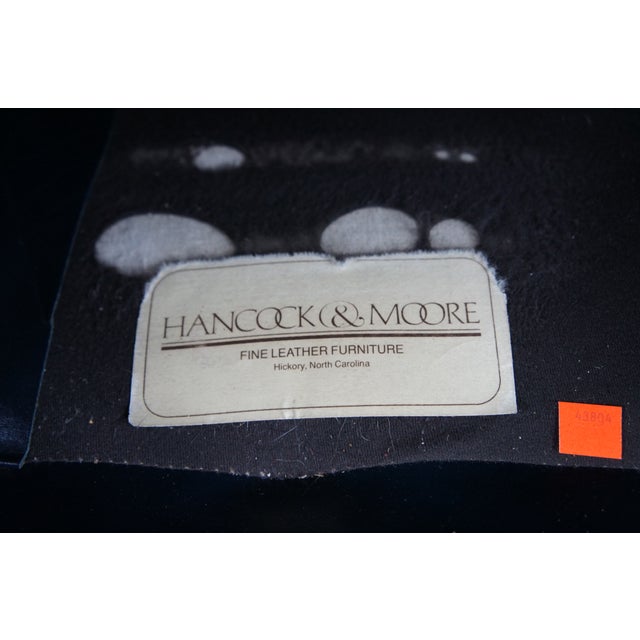 Animal Skin Hancock & Moore English Style Austin High Back Blue Leather Library Sofa Couch For Sale - Image 7 of 12