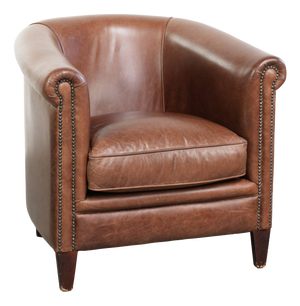 English-Style Club Chair in Cowhide Leather