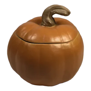 1999 Patricia Garrett American Handmade Pottery Orange Pumpkin Small Covered Box/Bowl With Lid