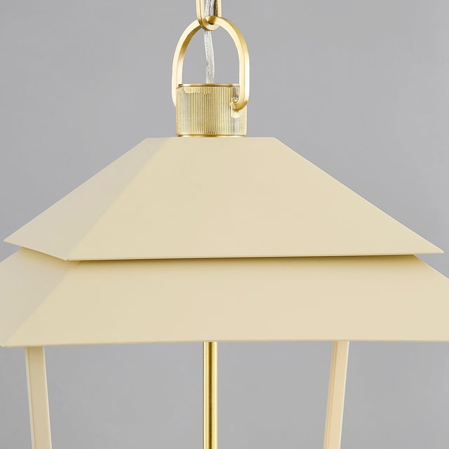 Farmhouse Hudson Valley Lighting Natick 12.5 in. 4 Light Lantern in Aged Brass and Soft Sand Finish For Sale - Image 3 of 4