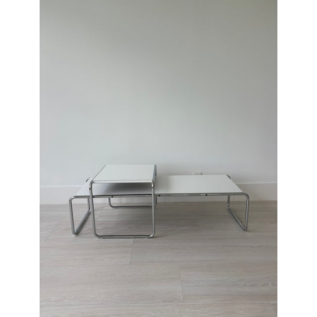 2020s Authentic Knoll Laccio Coffee Table + Side Table Designed by Marcel Breuer in 1925 For Sale - Image 5 of 7