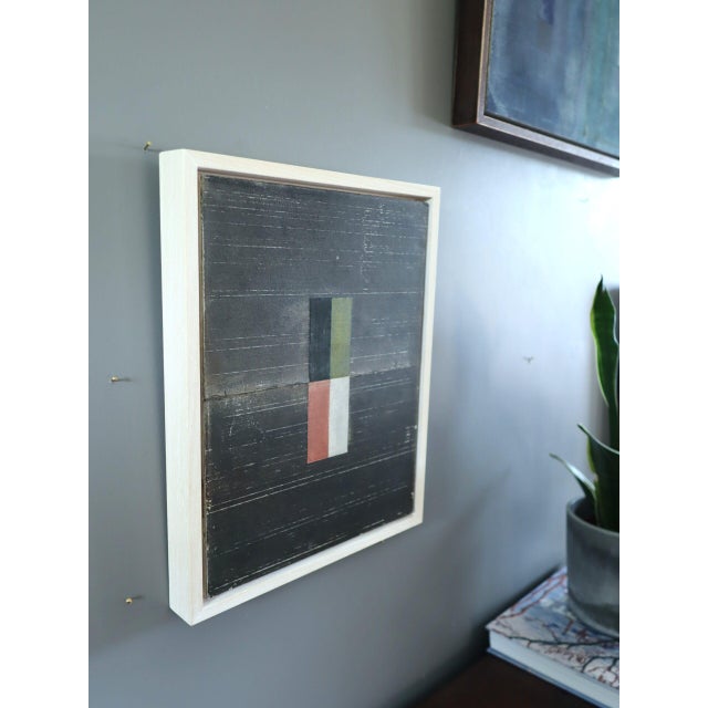 Contemporary 'Geometric Collage in Dark Brown' Original Mixed Media Painting by British Artist Dave Boyd, Framed For Sale - Image 4 of 9
