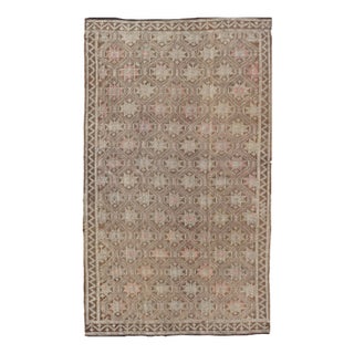 Vintage Turkish Embroidered Kilim With All-Over Star Design on a Taupe Ground For Sale