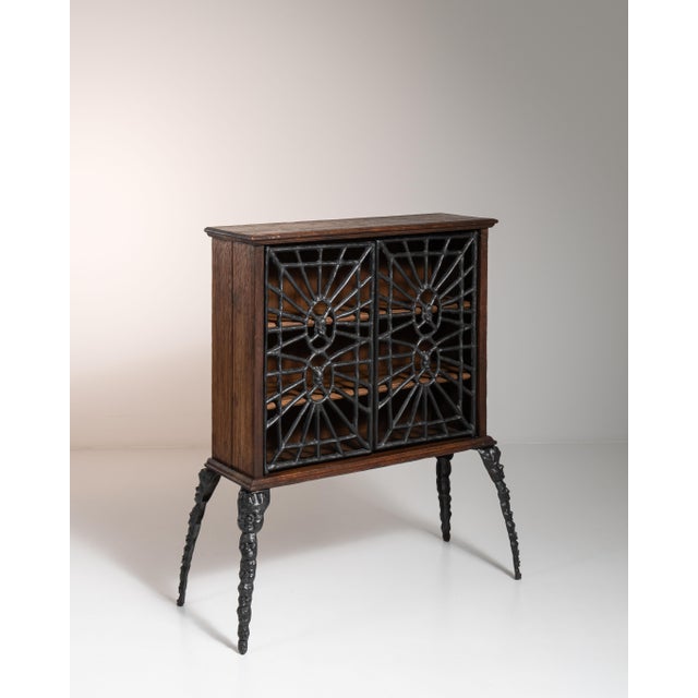 20th Century Belgian Black Contemporary Gothic Wrought Iron Cabinet By Ernest Patris For Sale - Image 11 of 15