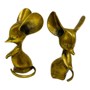 Vintage Brass Mice, a Pair