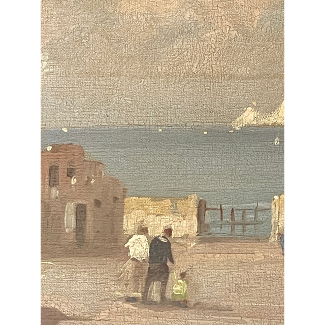 Early 20Th C. Oil on Canvas Coastal Seascape "Village on the Sea, Signed For Sale In West Palm - Image 6 of 14