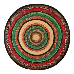 1920s Jewel Tone Antique American Braided Folk Art Rug 9' 6'' X 9' 6''. Wool Carpet