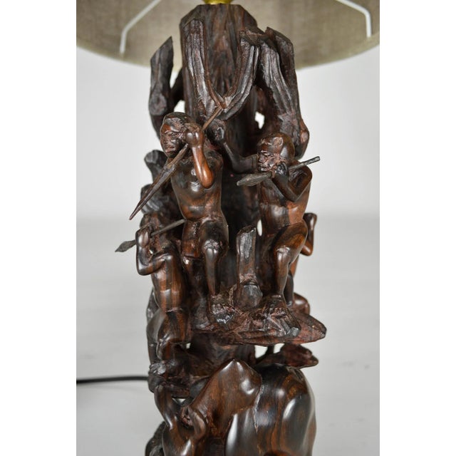 1950s Carved Ebony Table Lamp, 1950s For Sale - Image 5 of 18