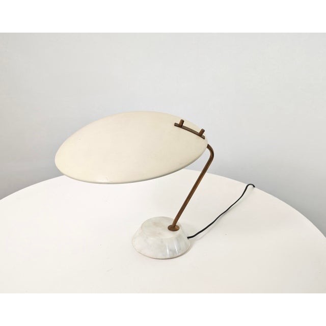 Model 8023 table lamp, designed by Bruno Gatta and produced by Stilnovo around 1960. Crafted from solid white Carrara...
