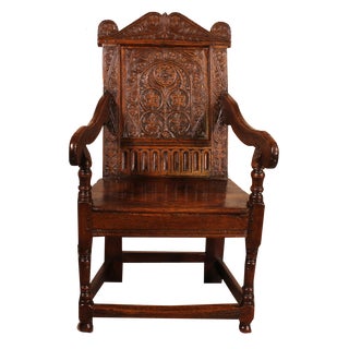Early 17th Century Charles I Joined Oak Armchair For Sale