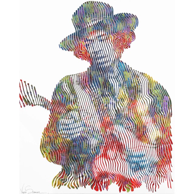 "Can You See Me Jimi Hendrix" Original Op Art Pop Icon Portrait Painting by Virginie Schroeder For Sale