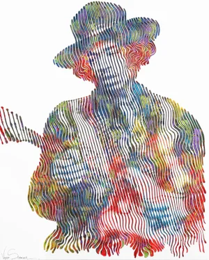 "Can You See Me Jimi Hendrix" Original Op Art Pop Icon Portrait Painting by Virginie Schroeder