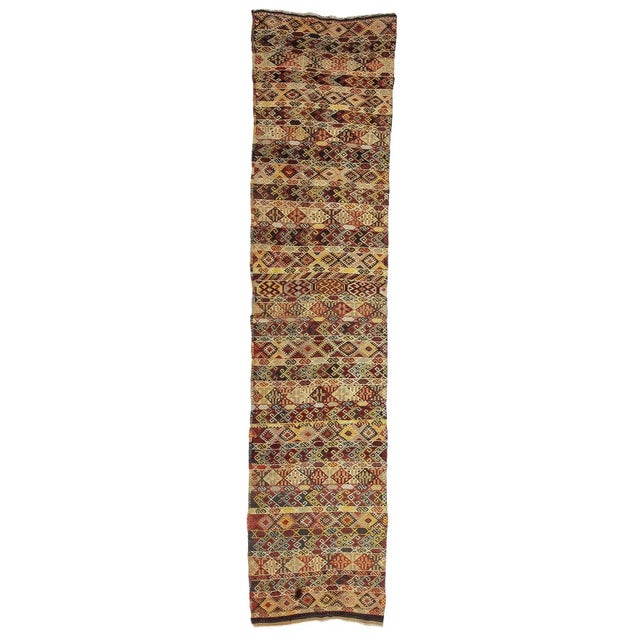 Textile Vintage Embroidered Turkish Kilim Runner For Sale - Image 7 of 7