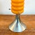 Metal Vintage Orange Lamp with Chrome Tulip Base & Glass Shade, 1970s For Sale - Image 7 of 15