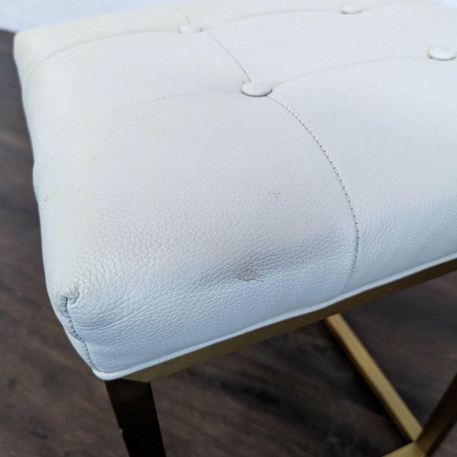 Restoration Hardware Leather Button Tufted Counter Stool For Sale In San Francisco - Image 6 of 12