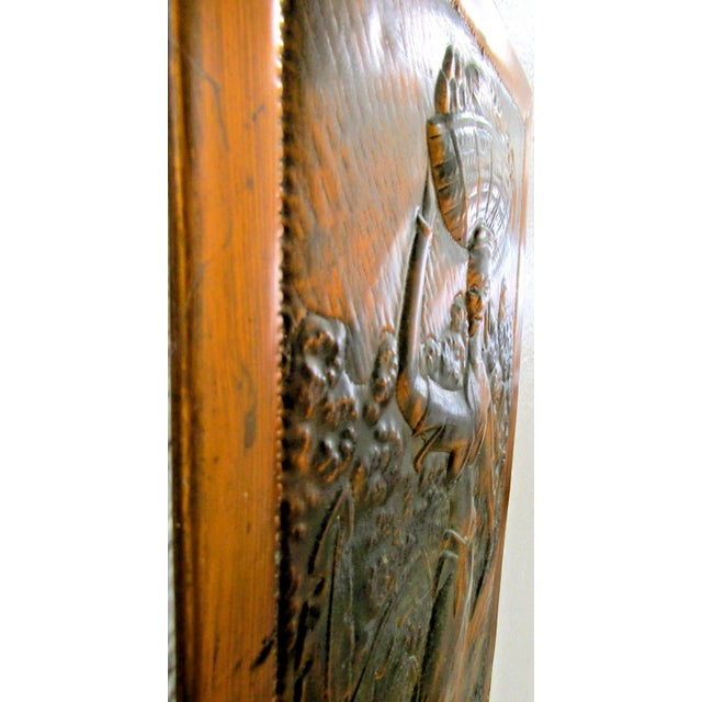1950s High Relief Copper Repousse Wall Art of Woman With Basket by R. Mungal Trinidad For Sale In Miami - Image 6 of 8