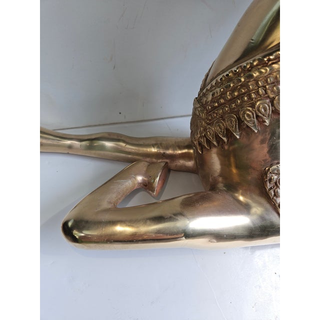 1960s Recumbent Brass Stag Saeiran Style For Sale - Image 4 of 7