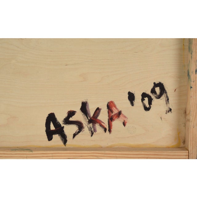 Black Figurative and Abstract Expressionist Composition in Oil on Wood Panel by Aska For Sale - Image 8 of 8