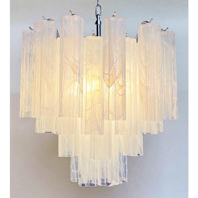 Alabaster White Glass Tubes Chandelier, 1980s For Sale - Image 4 of 15