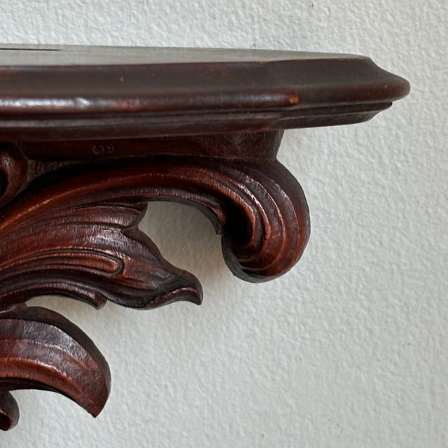 Brown Mid-20th Century Carved Wood Rococo Wall Bracket For Sale - Image 8 of 16