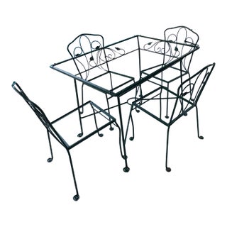 Vintage Outdoor Patio New Powdercoating, 5 Pieces For Sale