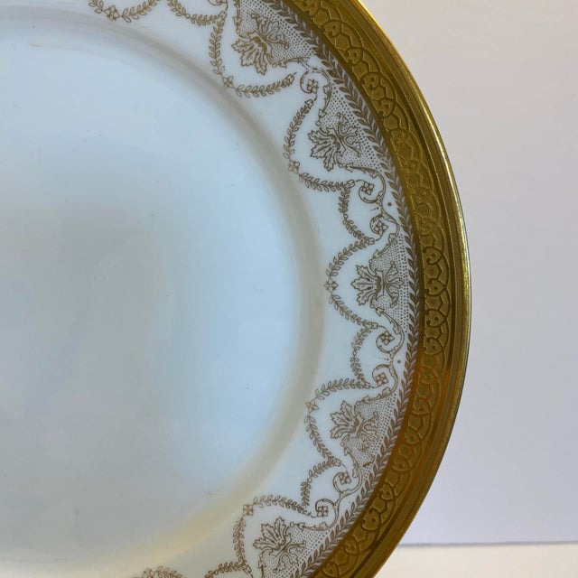 French Antique Limoges Gilt Salad Luncheon Plates by Wm. Guérin & Co., France - Set of 12 For Sale - Image 3 of 6