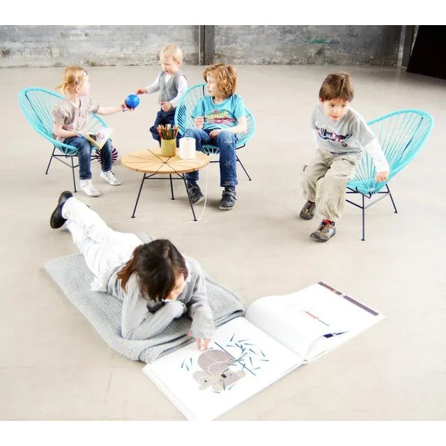 Light Blue Acapulco Mini Chair with Petroleum Blue Cushion by OK Design For Sale - Image 9 of 11