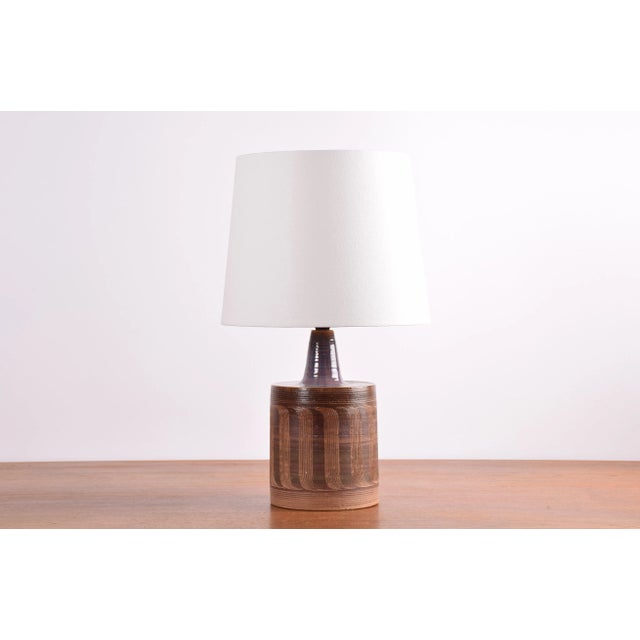 Mid-Century Danish Brown and Purple Striped Ceramic Table Lamp by Jytte Trebbien, 1960s For Sale - Image 13 of 13