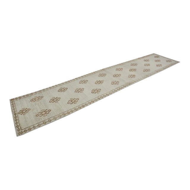 1950s Turkish Neutral Patterned Runner For Sale