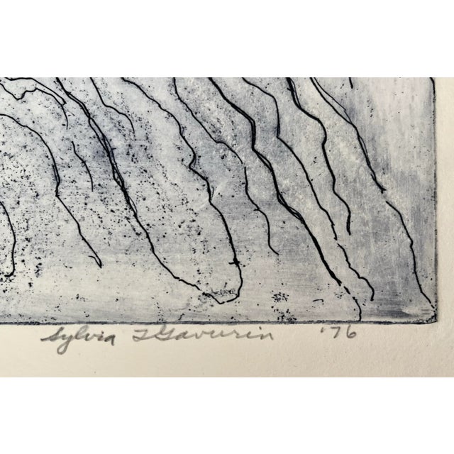 Ebony Original Vintage Abstract Etching by Sylvia T. Gavurin 1971 Artist Proof From on High 1976 For Sale - Image 8 of 8