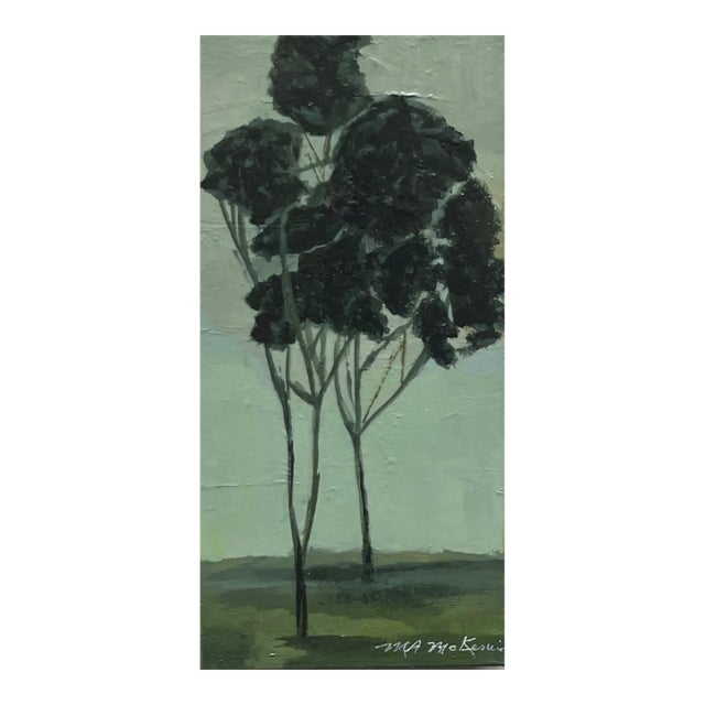 "Muted Moss" Contemporary Impressionist Landscape in Various Shades of Green by Mill Valley Artist Mary Anne McKernie For Sale