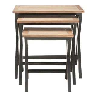 Stacking Tray Tables in Black & Oak - Set of 3 For Sale