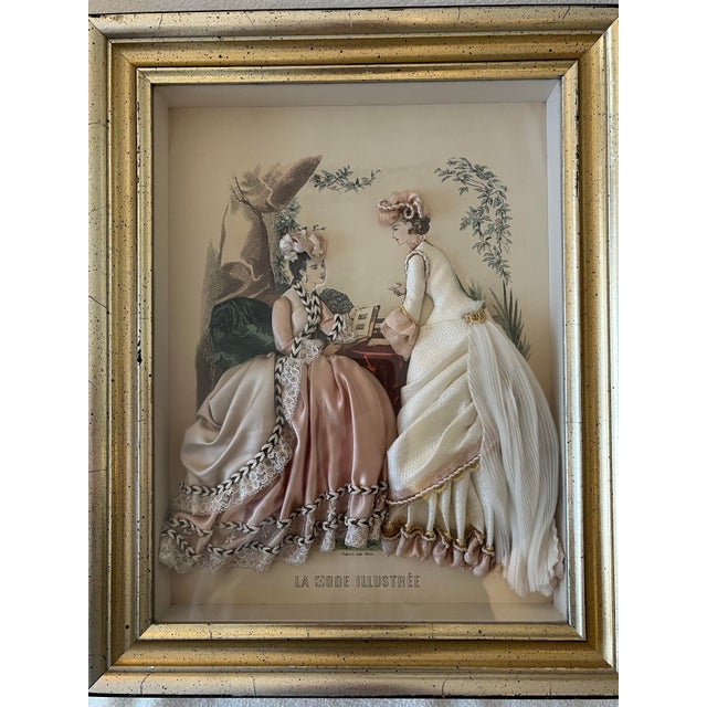 LA MODE SHADOWBOXES DRESS IN SILK PARIS FASHIONS OF THE TIME These Beautiful vintage antique Paris shadow boxes (Circa...