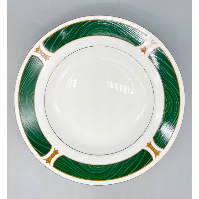 Set of 4 Majesty Fine China "Malachite" Rim Soup Bowls – Hollywood Regency / Neoclassical For Sale - Image 9 of 14