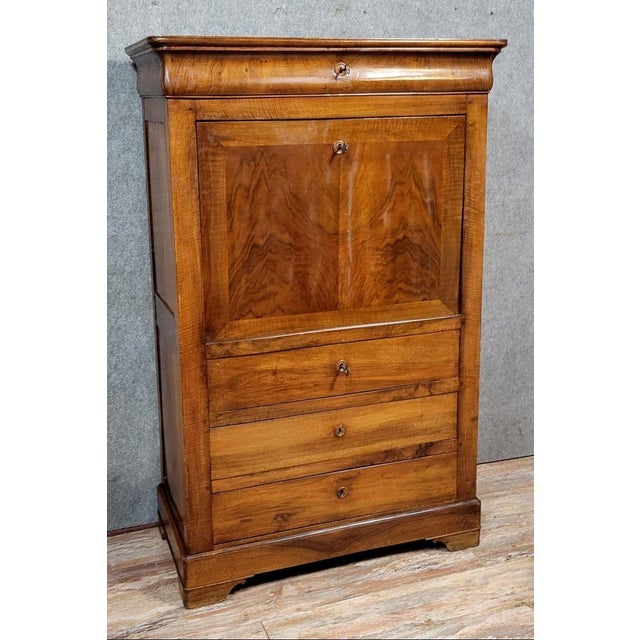 Louis Philippe Walnut Secretaire with Curved Top For Sale - Image 3 of 9