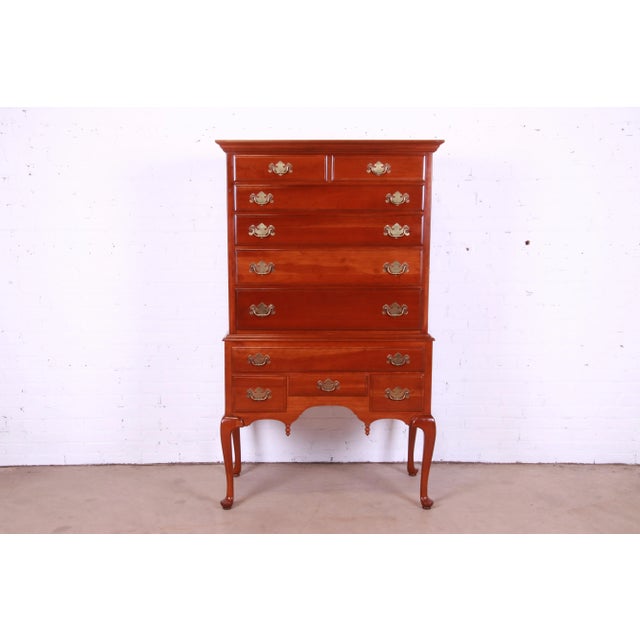 Ethan Allen Early American Queen Anne Solid Cherry Wood Highboy Dresser For Sale - Image 13 of 13