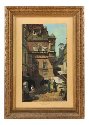 Federico Moja, Glimpse of the City, Lithograph, 19th Century