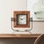 Modern Wood Square Clock on Rustic Metal Stand 17.5"H For Sale - Image 3 of 4
