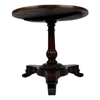 19th Century English Round Mahogany Tripod Side Table For Sale