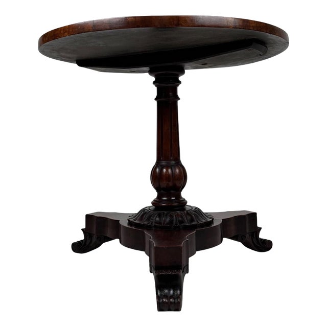 19th Century English Round Mahogany Tripod Side Table For Sale