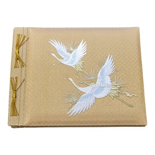 Vintage Japanese Gold Silk Embroidery Wedding Photo Album in Box For Sale