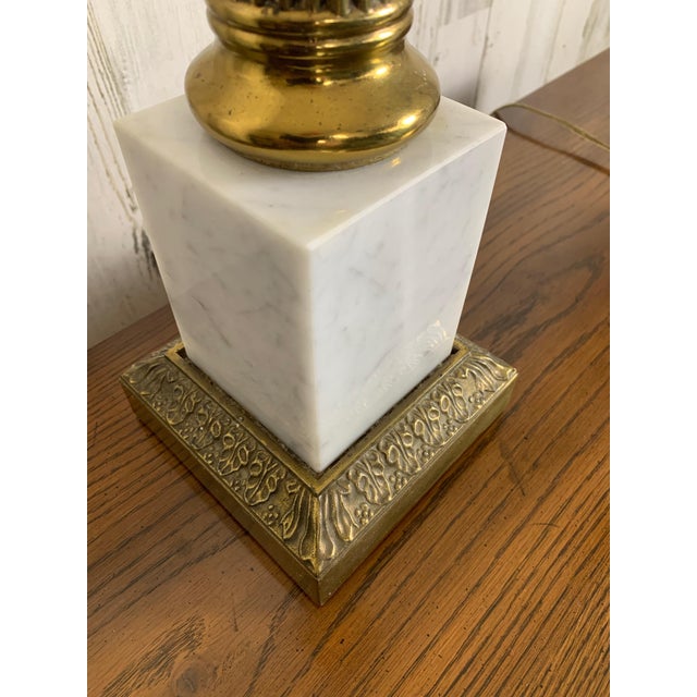 Gold Brass and Marble Corinthian Column Lamps For Sale - Image 8 of 11