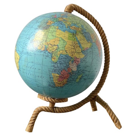 Luminous Terrestrial Globe Tarride attributed to Adrien Audoux & Frida Minet, 1950s For Sale