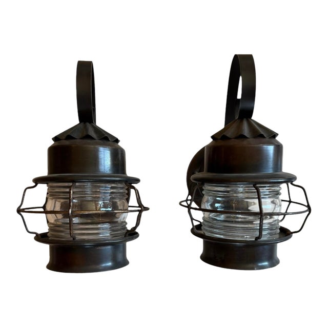 Vintage Outdoor Lantern Porchlights - a Pair For Sale