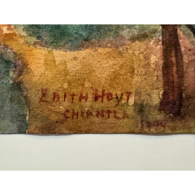 1940s Edith Hoyt Signed 1944 Chinantla Mountain Village Landscape Original Watercolor For Sale - Image 5 of 7